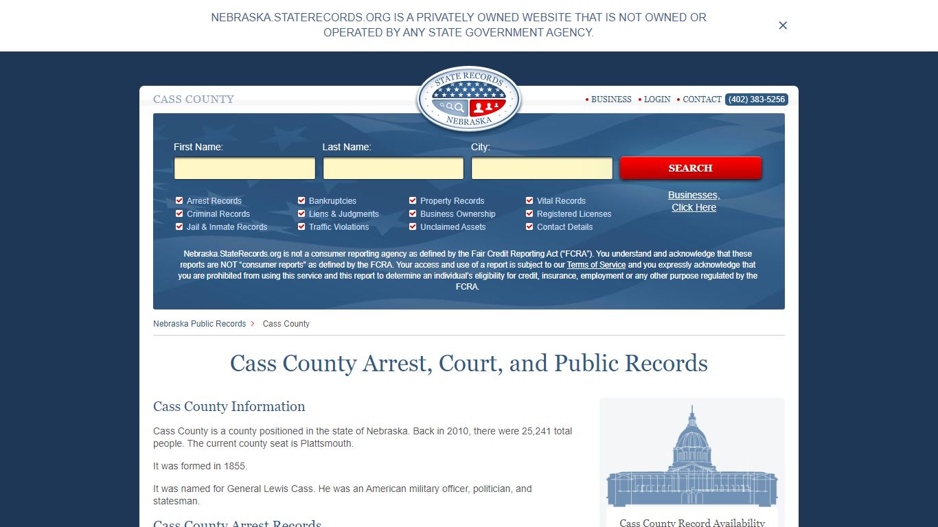 Cass County Arrest, Court, and Public Records